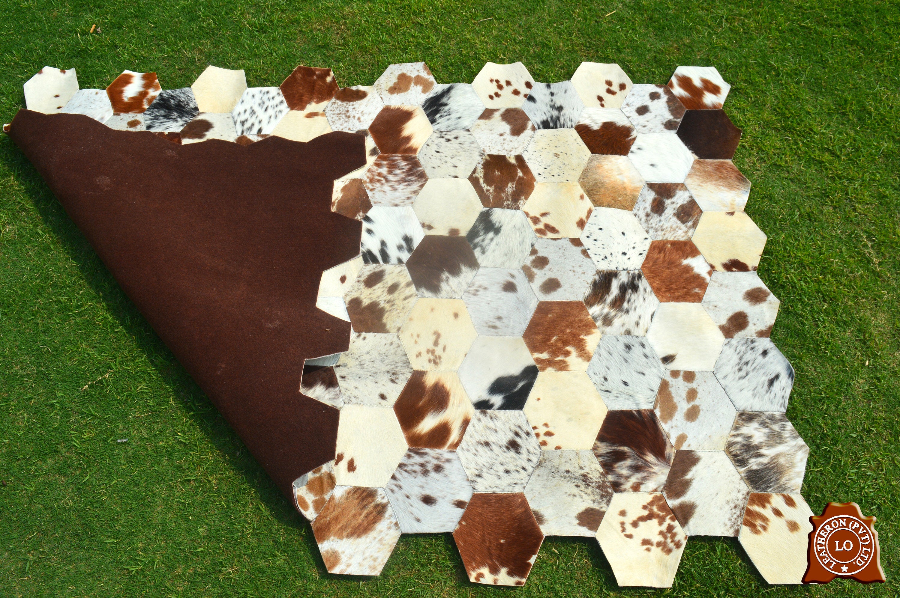 HANDMADE 100% Natural COWHIDE RUG | Patchwork Cowhide Area Rug | Real Cowhide Hallway Runner | Hair on Leather Cowhide Carpet | PR70