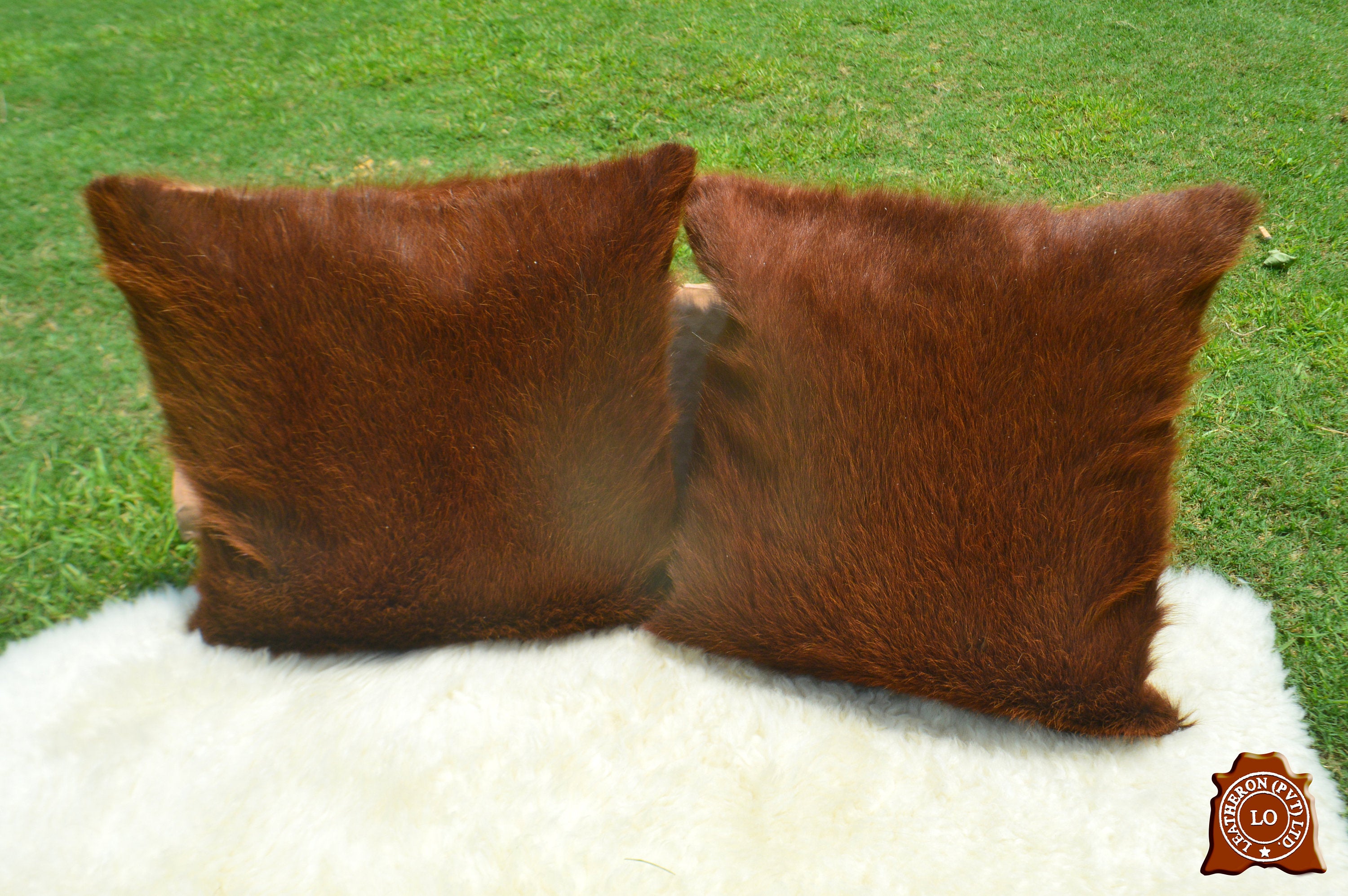 Double Sided Natural Cowhide Pillow Covers Cowhide Hair on Leather Cushion Cases | PLW 16