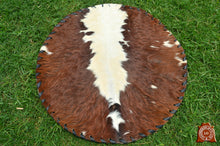 Load image into Gallery viewer, Assorted Color 100% Natural COWHIDE Placemats | Handmade Hair on Leather Round Placemats | Real Cow Hide PLACEMATS
