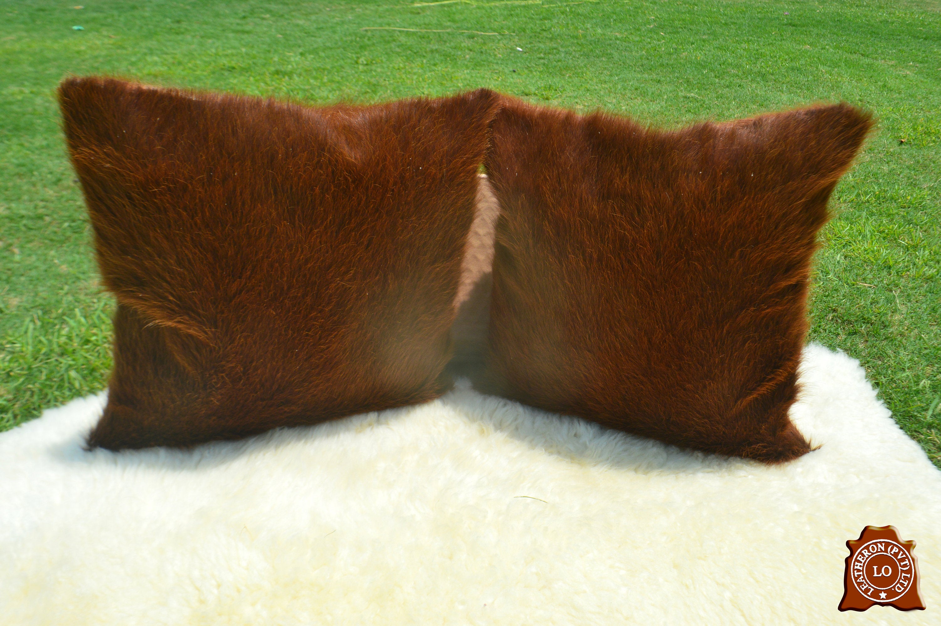 Double Sided Natural Cowhide Pillow Covers Cowhide Hair on Leather Cushion Cases | PLW 16