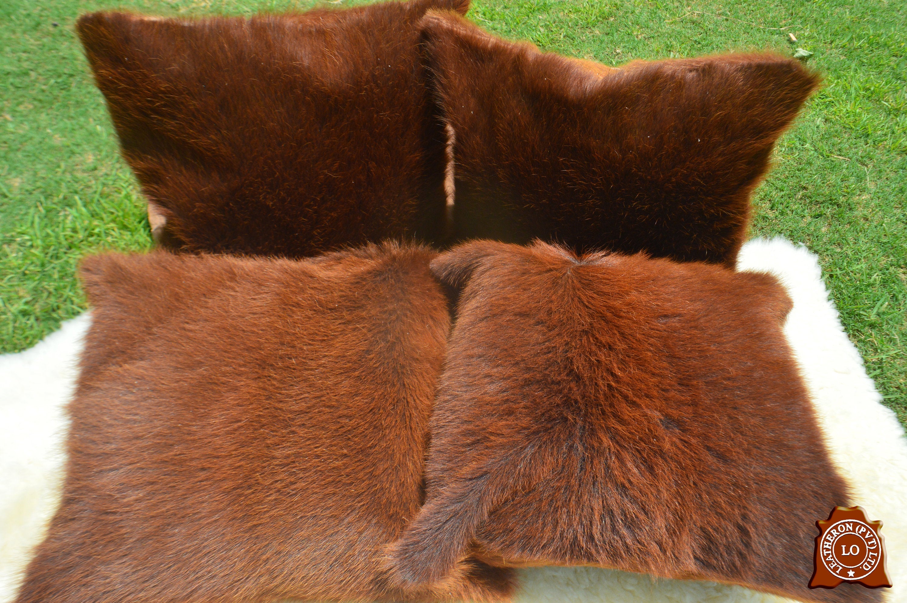 Double Sided Natural Cowhide Pillow Covers Cowhide Hair on Leather Cushion Cases | PLW 16