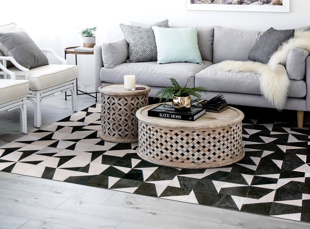 HANDMADE 100% Natural COWHIDE RUG | Patchwork Cowhide Area Rug | Real Cowhide Hallway Runner | Hair on Leather Cowhide Carpet | PR28