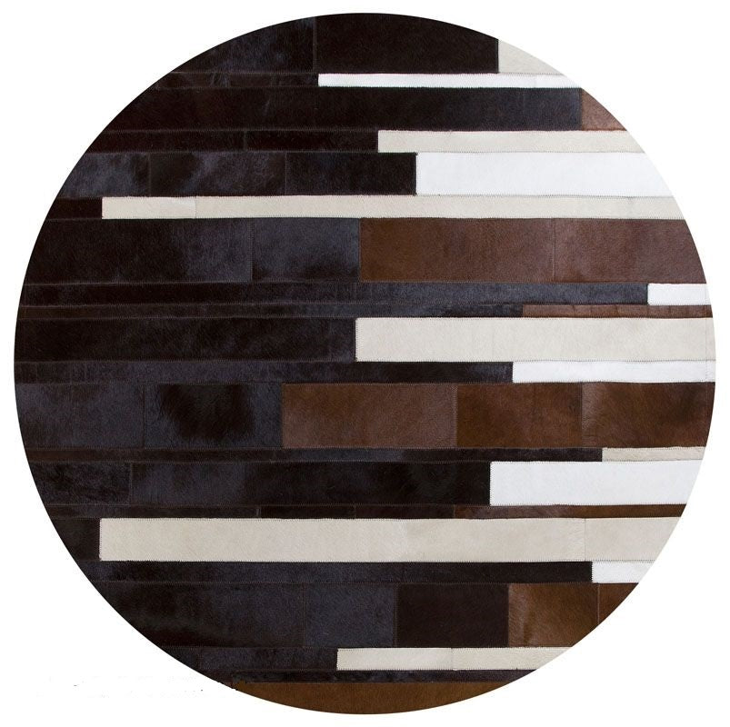 HANDMADE 100% Natural Patchwork Cowhide Area Rug | Hair on Leather Cowhide Carpet | PR92