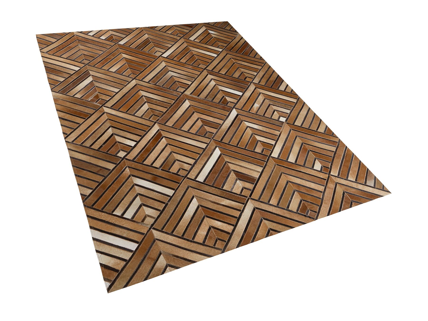 100% Cowhide Leather Patchwork Rug: Handmade, Unique Design | Real Cowhide Hallway Runner | Hair on Leather Carpet | PR180